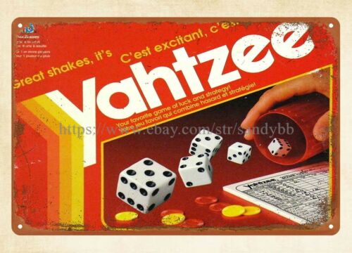 Board Game Yahtzee - Placa de metal do jogo de