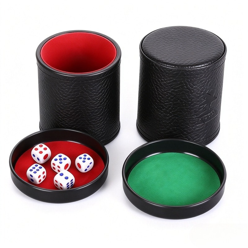 Board Game Yahtzee - Copo de Dados de Couro Laranja,
