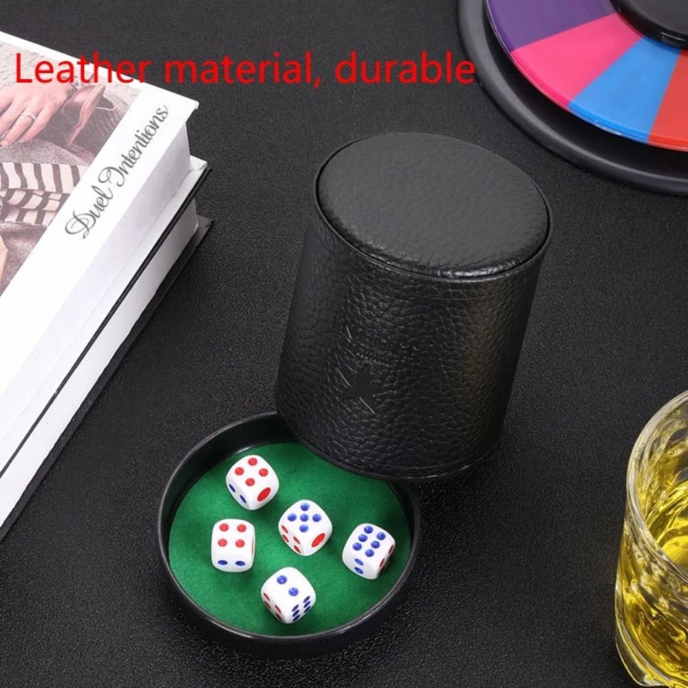 Board Game Yahtzee - Copo de couro com tampa, forro